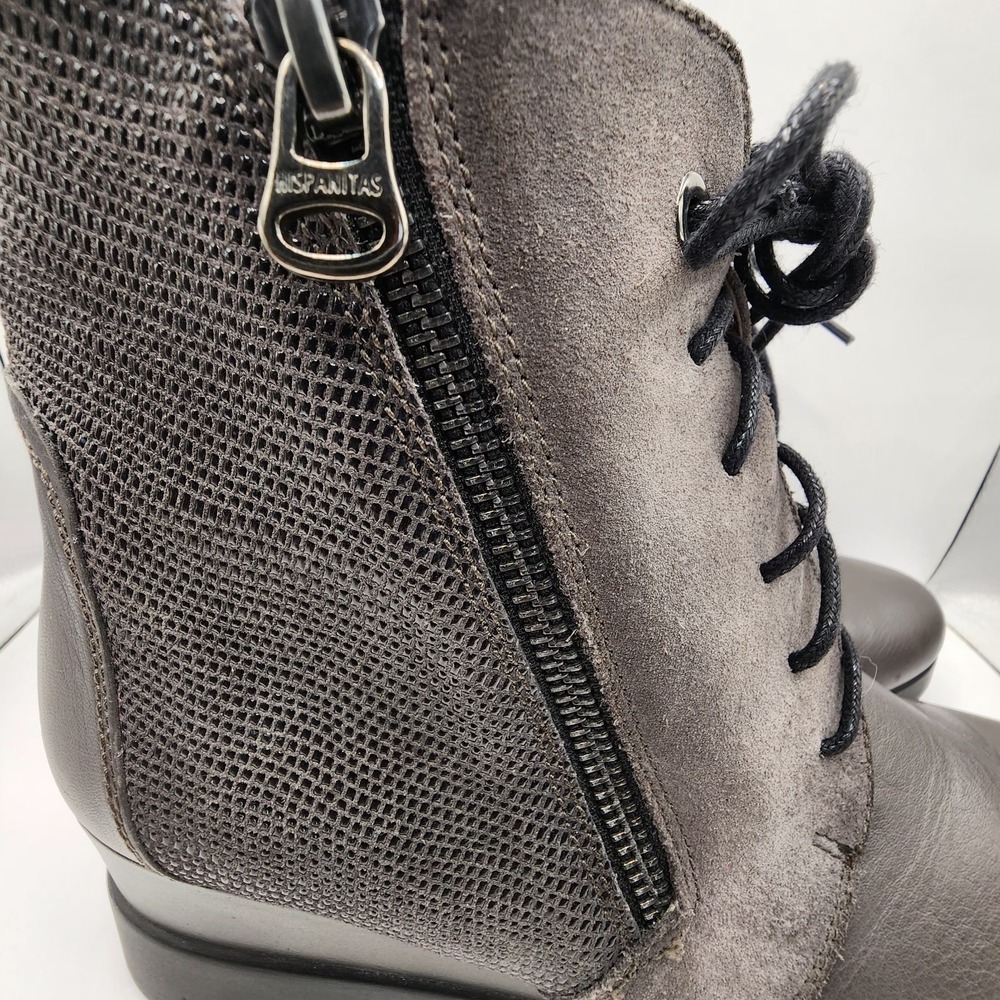 European Comfort Leather Booties Hispanitas Spain Lace Up Ankle Boots 38 (7.5-8) - Picture 13 of 14